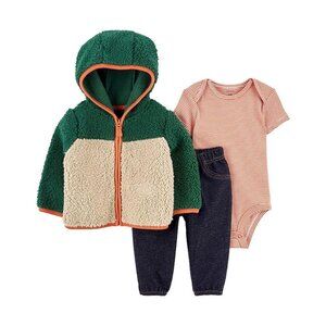 Carter's Baby Boys Colorblocked Jacket, Bodysuit and Pants 3 Piece Set Size 12M